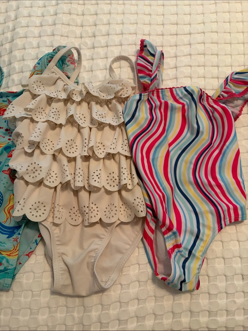 GAP Girls One-Piece Swimsuit - Multicolor Floral, Aqua, Cream, Rainbow
